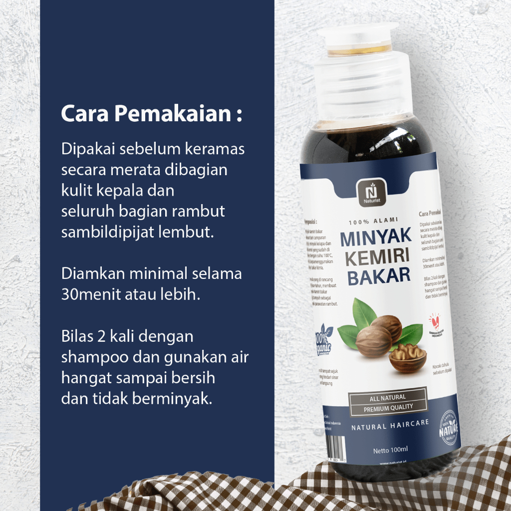 NATURIST Minyak Kemiri Bakar 100ml Hair Growth Oil Alami Perawatan Rambut Alami