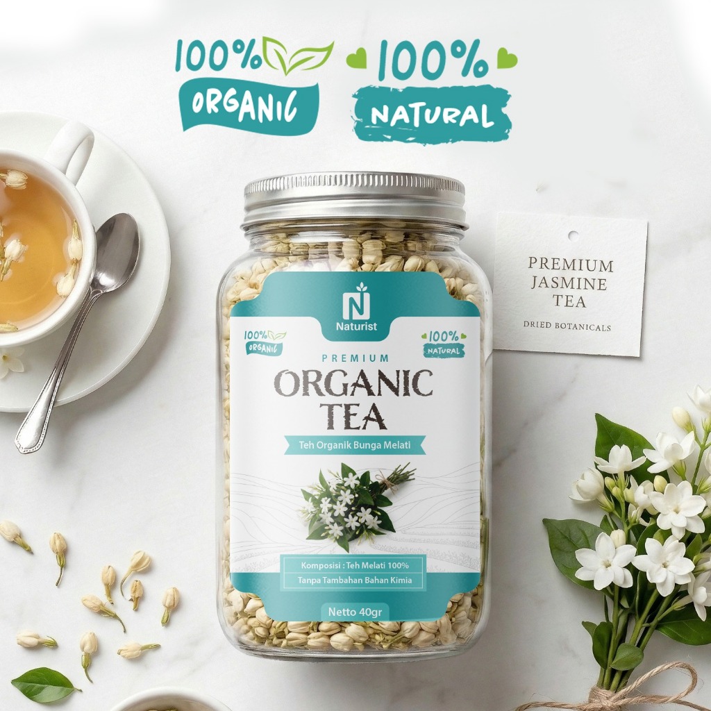 NATURIST Teh Melati Organik 40gr Premium Organic Tea Jasmine 100% Natural Teh Herbal Aromatic