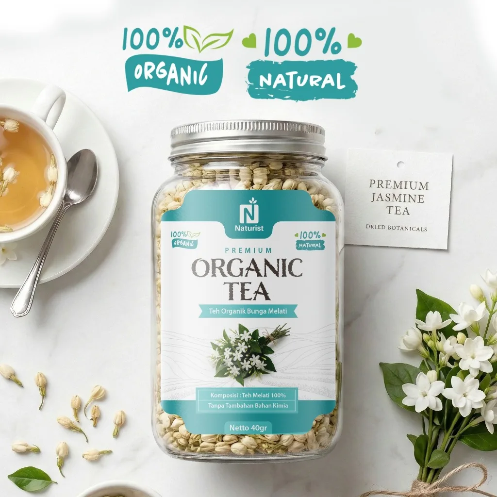 NATURIST Teh Melati Organik 40gr Premium Organic Tea Jasmine 100% Natural Teh Herbal Aromatic