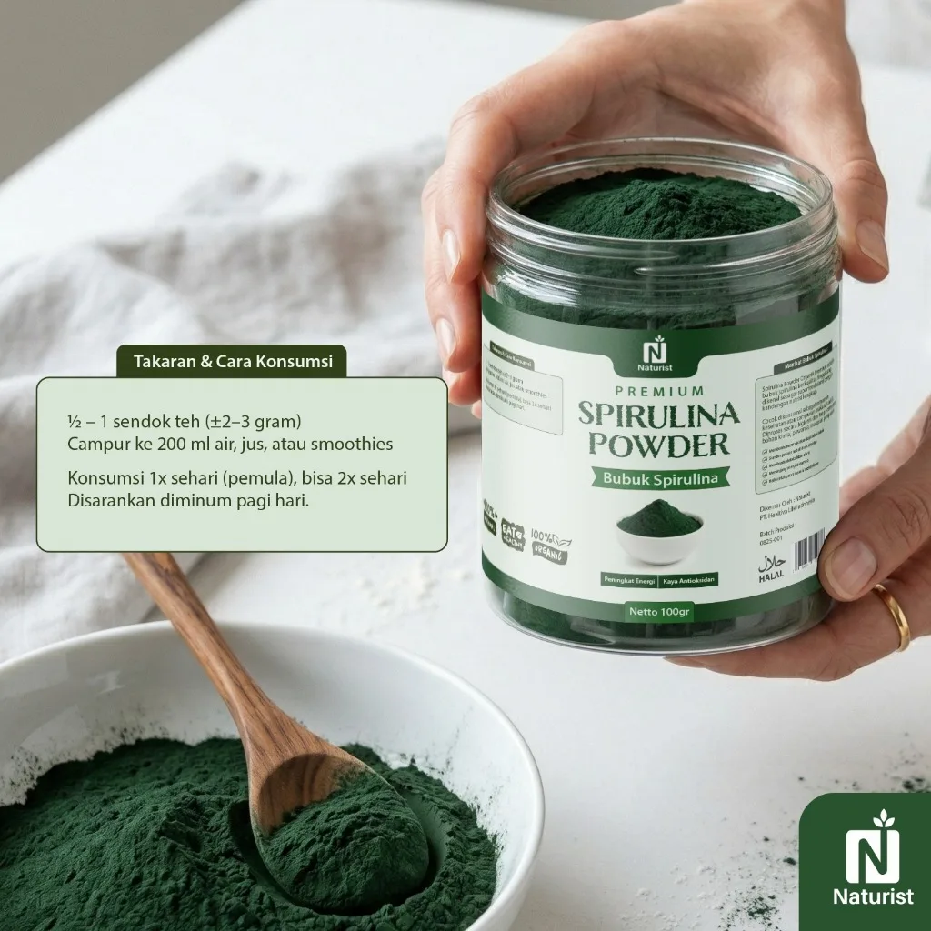 NATURIST Spirulina Powder 100gr Bubuk Spirulina Protein Powder Minuman Diet Superfood Alami