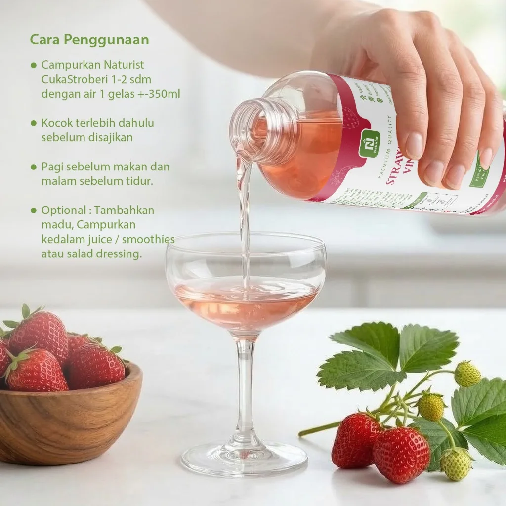 NATURIST Cuka Buah Strawberry With Mother Strawberry Cuka Apel Orfiginal Cider Vinegar Alami