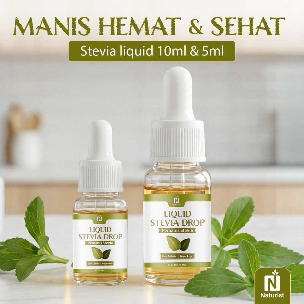 NATURIST Paket Bundling Stevia Liquid 10ml + 5ml Pemanis Alami Non Kalori Untuk Diabetes