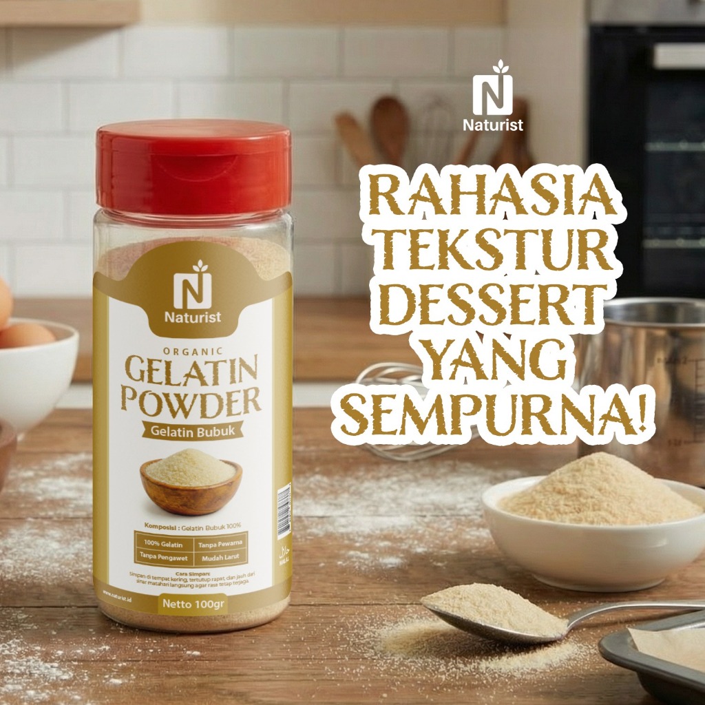 NATURIST Gelatin Powder 100gr Bubuk Gelatin Bening Untuk Jelly Dessert Baking Premium
