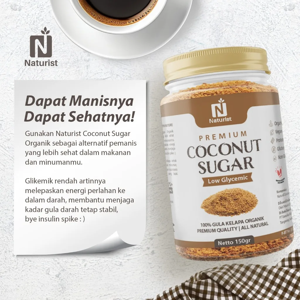 NATURIST Coconut Sugar Bubuk 150gr Gula Kelapa Alami Pemanis Alami Sehat