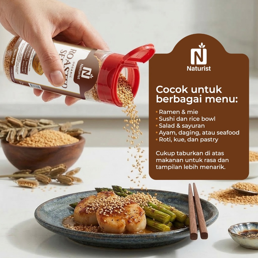 NATURIST Biji Wijen Sangrai 80gr Wijen Putih Panggang Premium Roasted Sesame Seed Gurih 100%