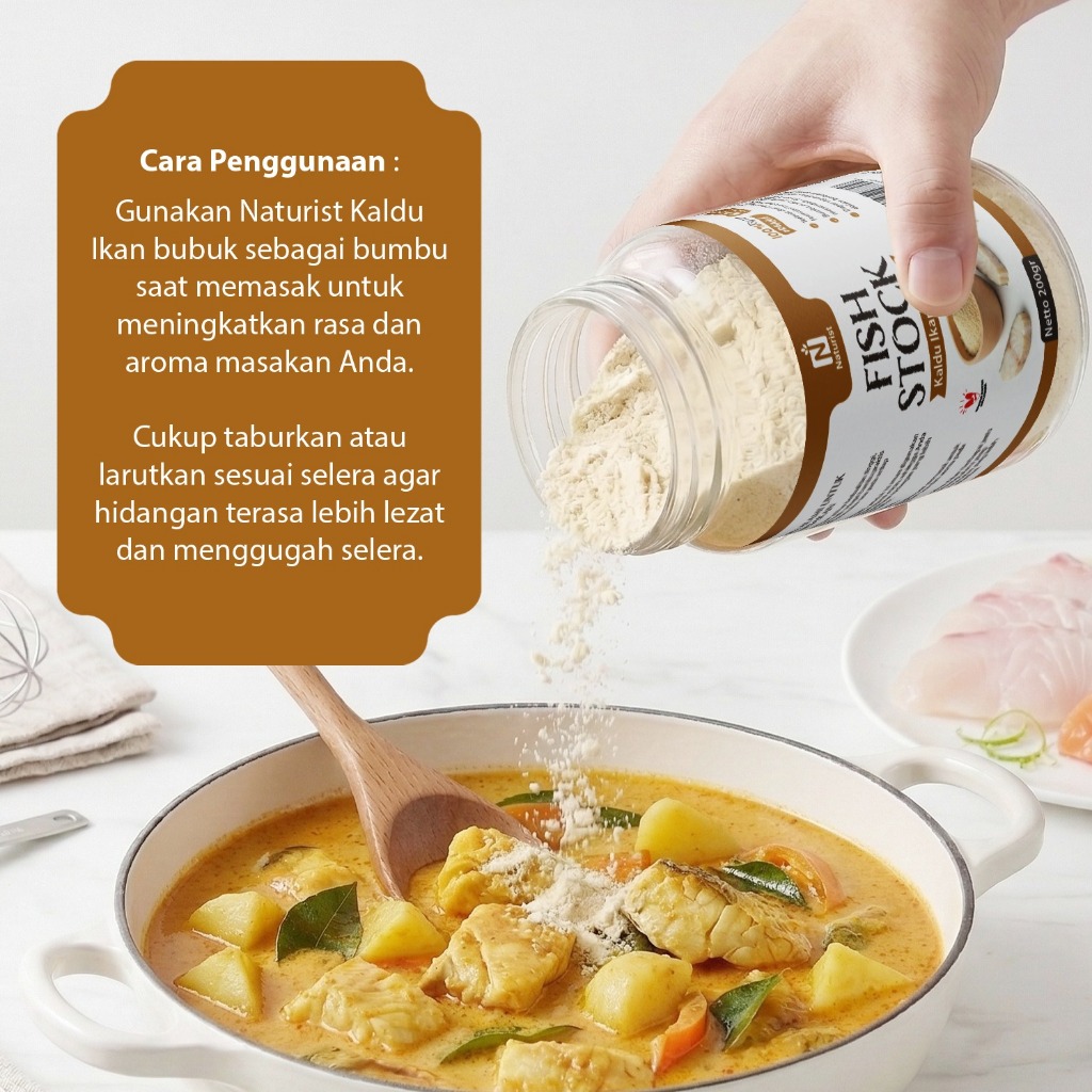 NATURIST Kaldu Ikan Bubuk Non MSG 200gr Bumbu Dapur Bubuk Lengkap Sehat Powdered Fish Stock Non-Msg