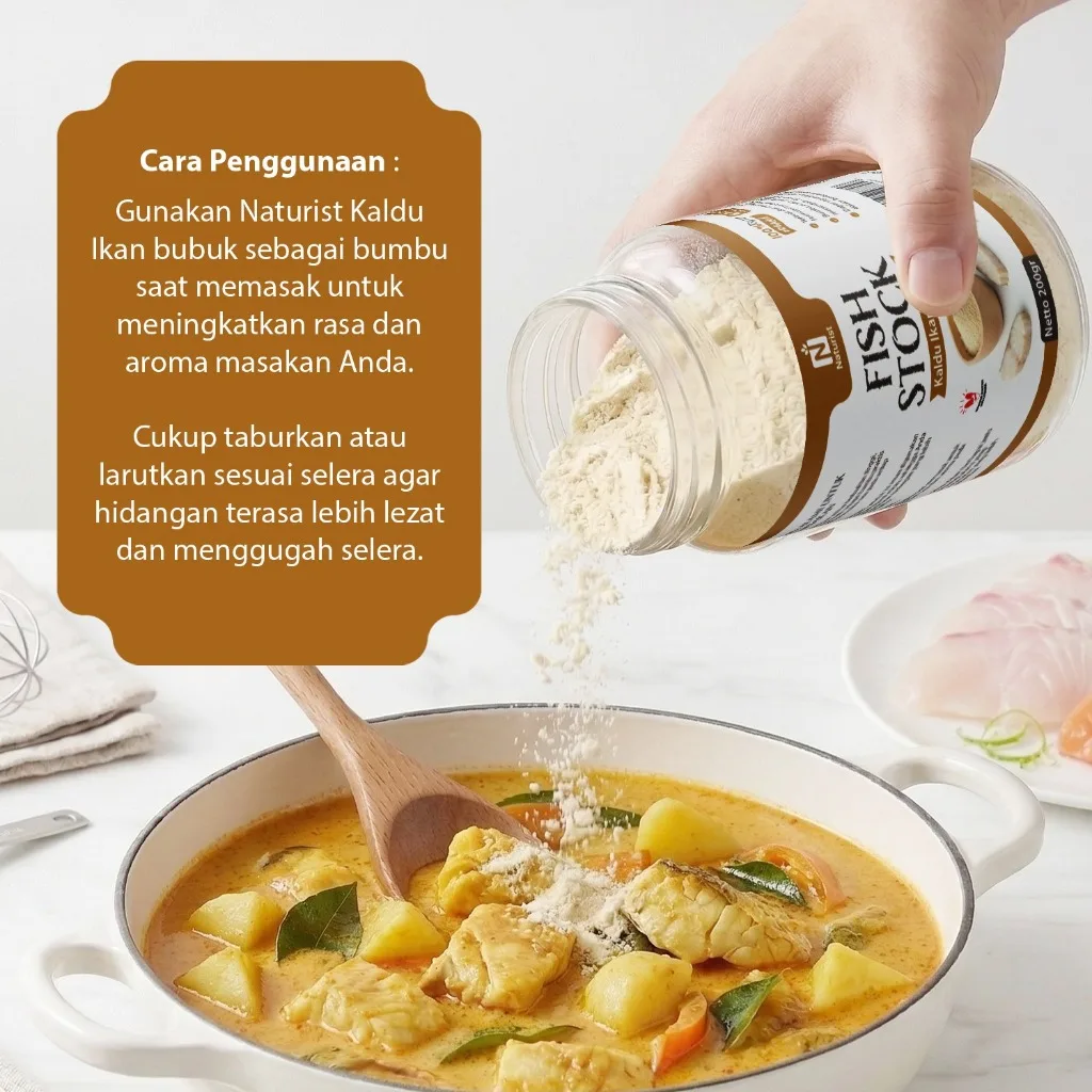 NATURIST Kaldu Ikan Bubuk Non MSG 200gr Bumbu Dapur Bubuk Lengkap Sehat Powdered Fish Stock Non-Msg
