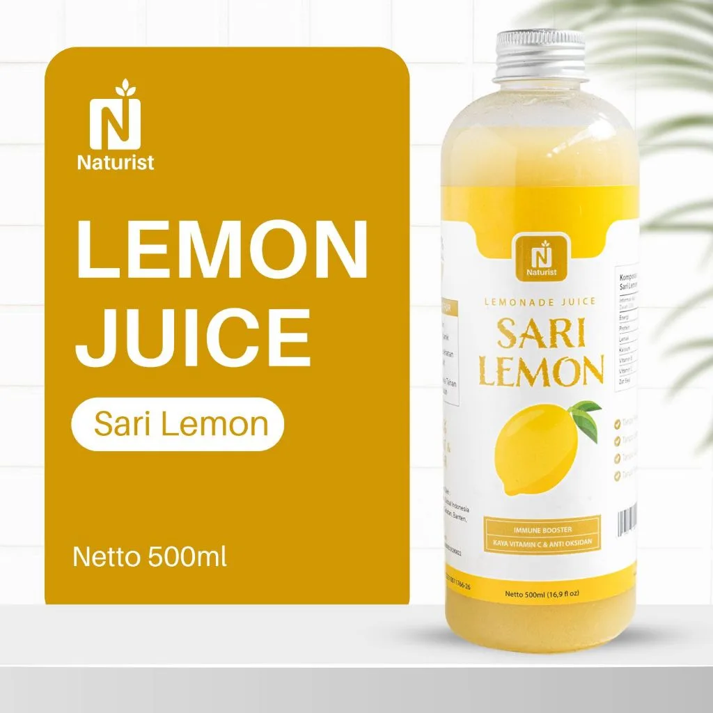 NATURIST Sari Lemon Murni 100% 500ml Lemon Juice Tanpa Gula Perasan Lemon Murni