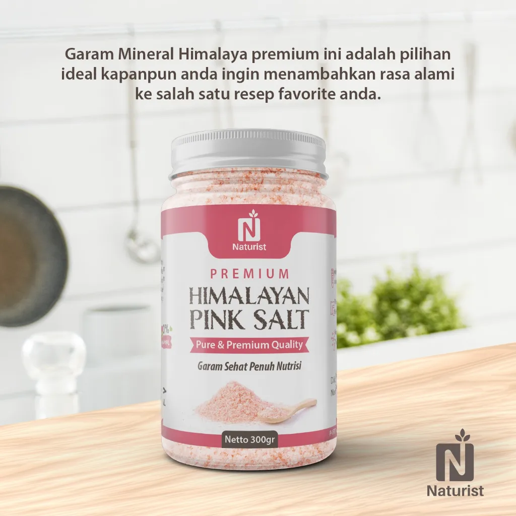 NATURIST Garam Himalaya Murni 300gr | Himalayan Pink Salt Asli | Garam Sehat Alami