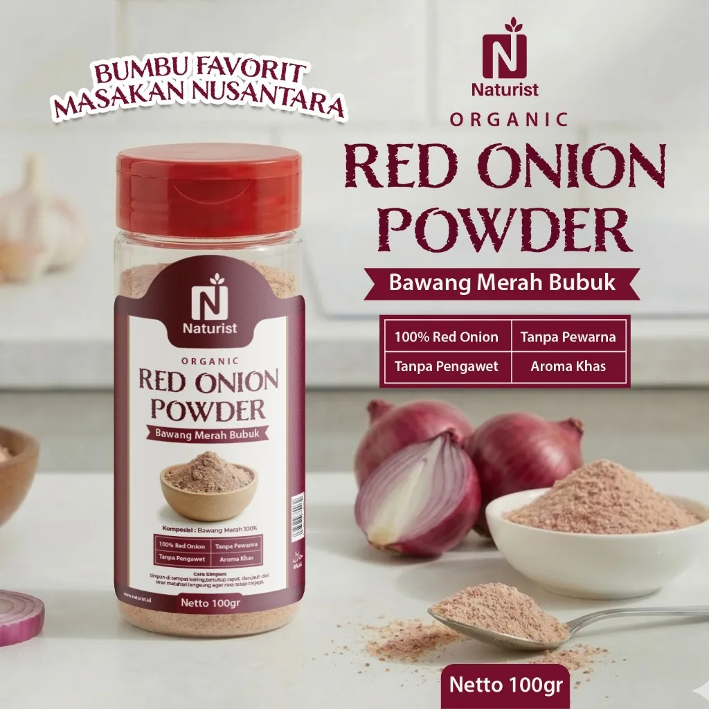 NATURIST Bawang Merah Bubuk 100gr Onion Powder Halus Non MSG Tanpa Pengawet Bumbu Dapur Premium
