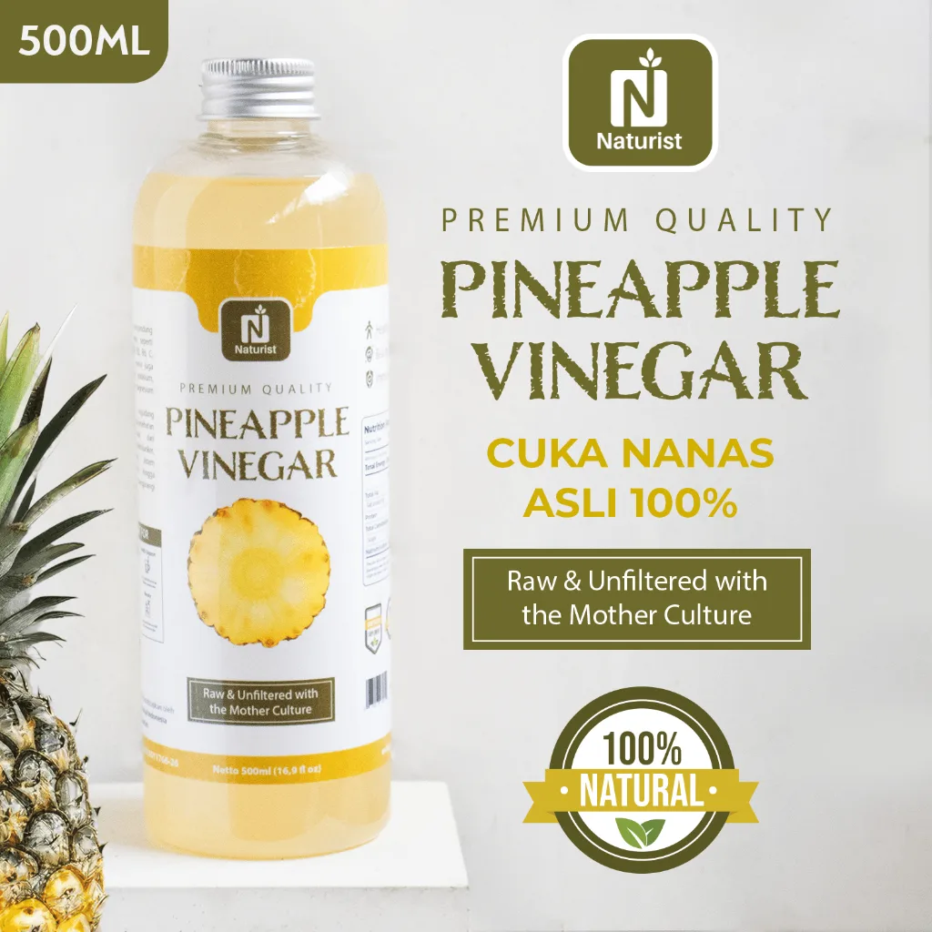 NATURIST Cuka Nanas Murni 500ml With The Mother Pineapple Vinegar Fermentasi Alami