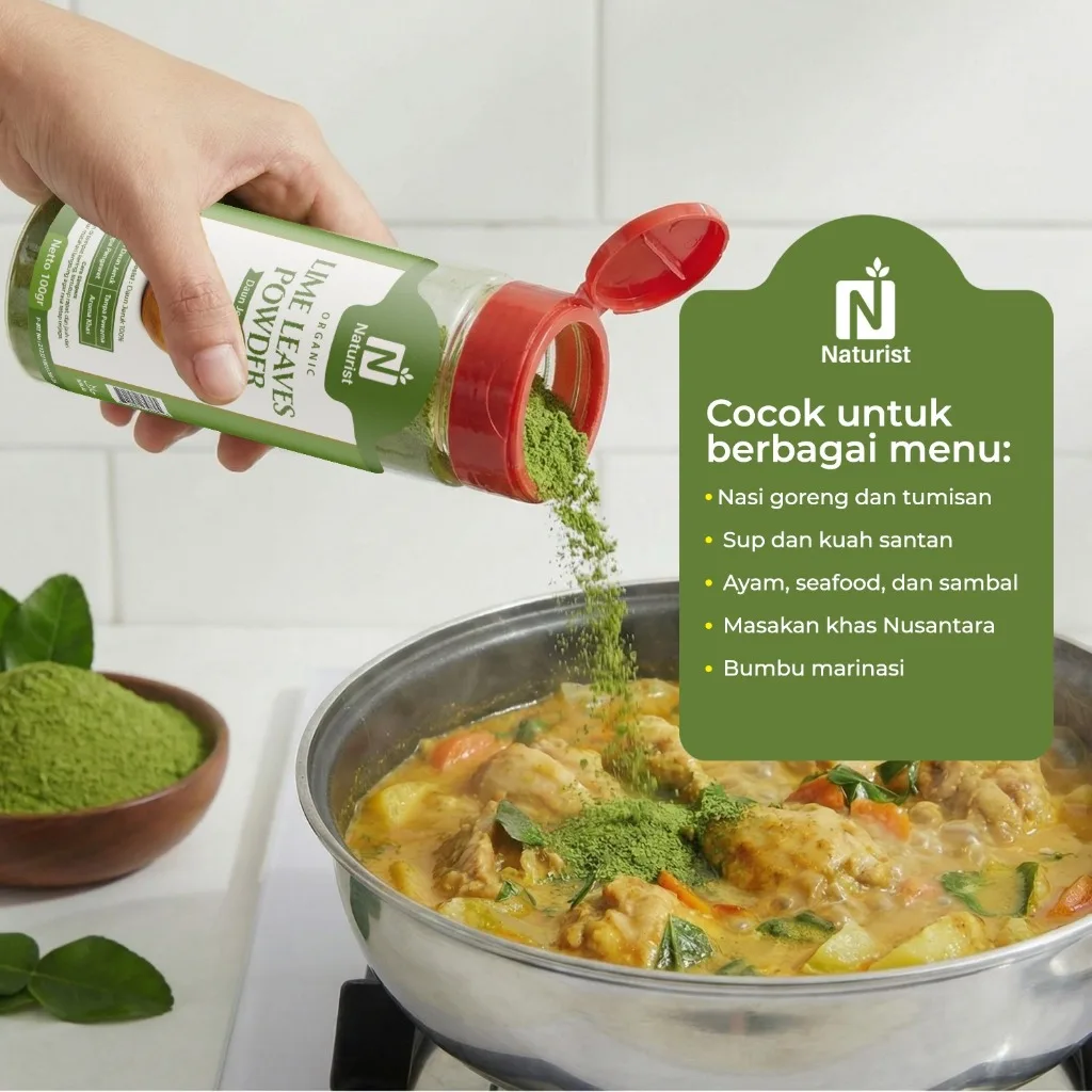 NATURIST Daun Jeruk Bubuk 100gr Lime Leaves Powder Bumbu Masak Alami Tanpa Pengawet Aroma Segar
