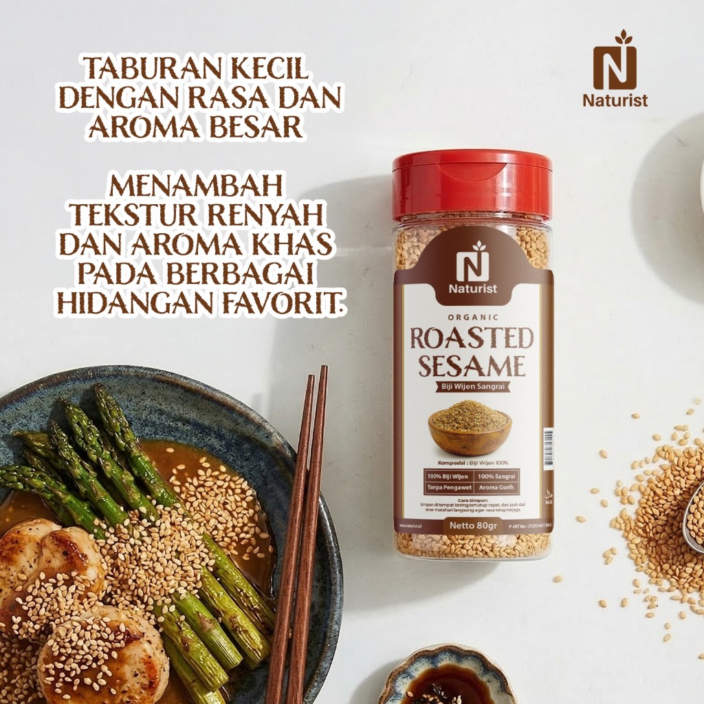 NATURIST Biji Wijen Sangrai 80gr Wijen Putih Panggang Premium Roasted Sesame Seed Gurih 100%