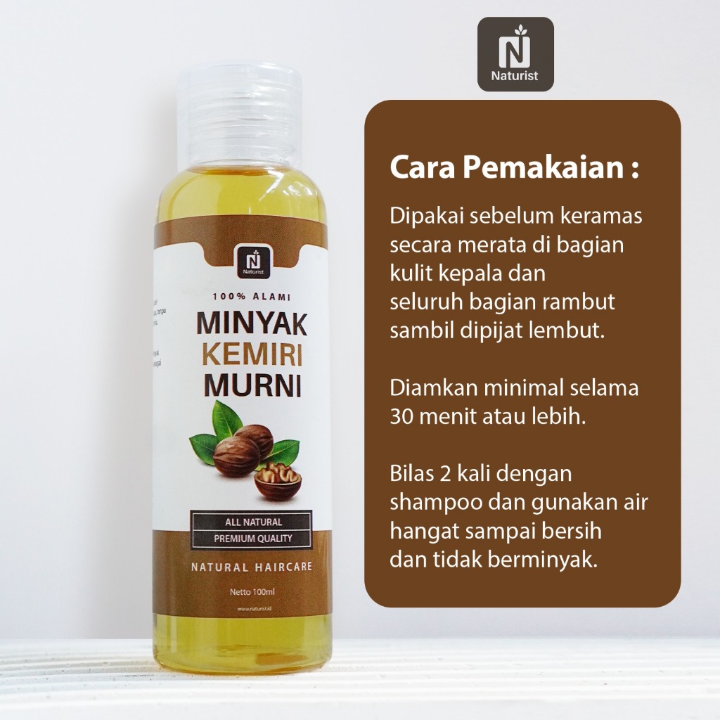 NATURIST Minyak Kemiri Murni 100ml Minyak Rambut Kemiri Penumbuh Rambut Alami Anti Rontok