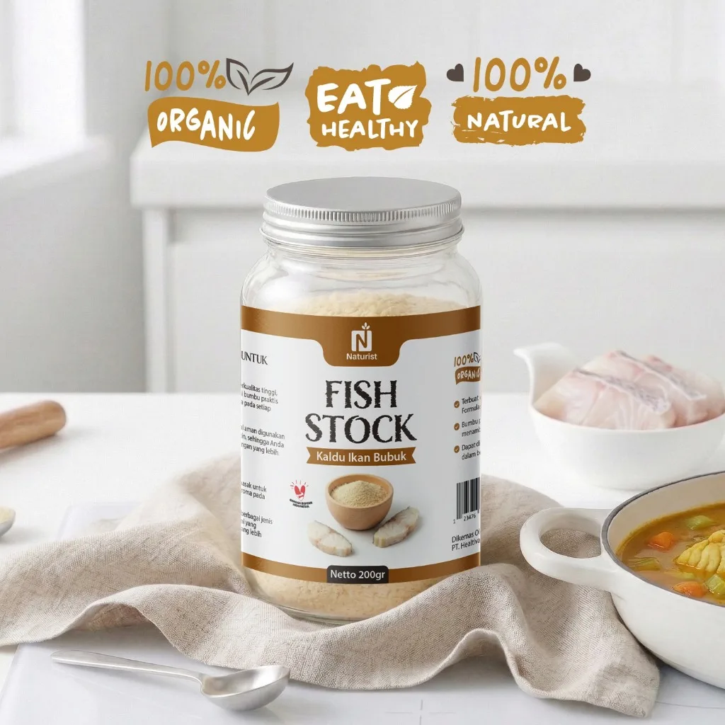 NATURIST Kaldu Ikan Bubuk Non MSG 200gr Bumbu Dapur Bubuk Lengkap Sehat Powdered Fish Stock Non-Msg