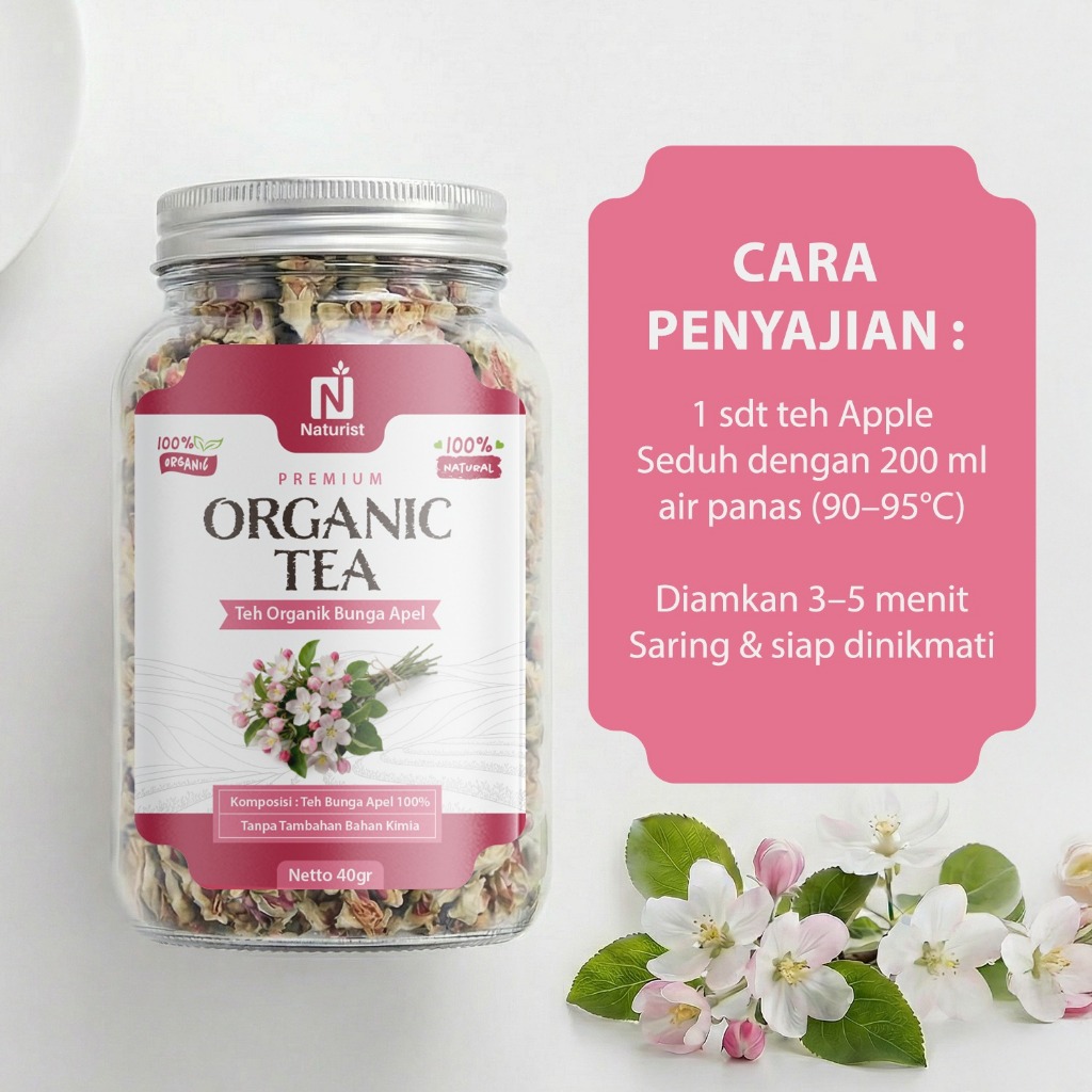 NATURIST Teh Bunga Apel Herbal Dried Apple Flower Tea Alami Minuman Sehat Relax Non Gula