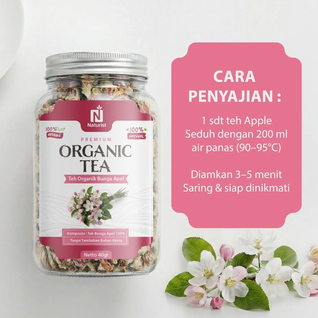 NATURIST Teh Bunga Apel Herbal Dried Apple Flower Tea Alami Minuman Sehat Relax Non Gula