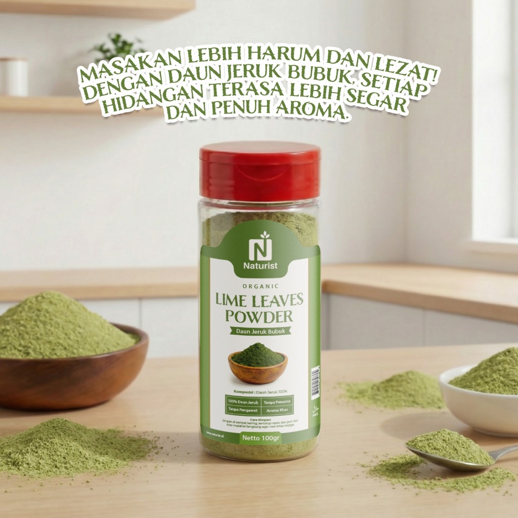 NATURIST Daun Jeruk Bubuk 100gr Lime Leaves Powder Bumbu Masak Alami Tanpa Pengawet Aroma Segar