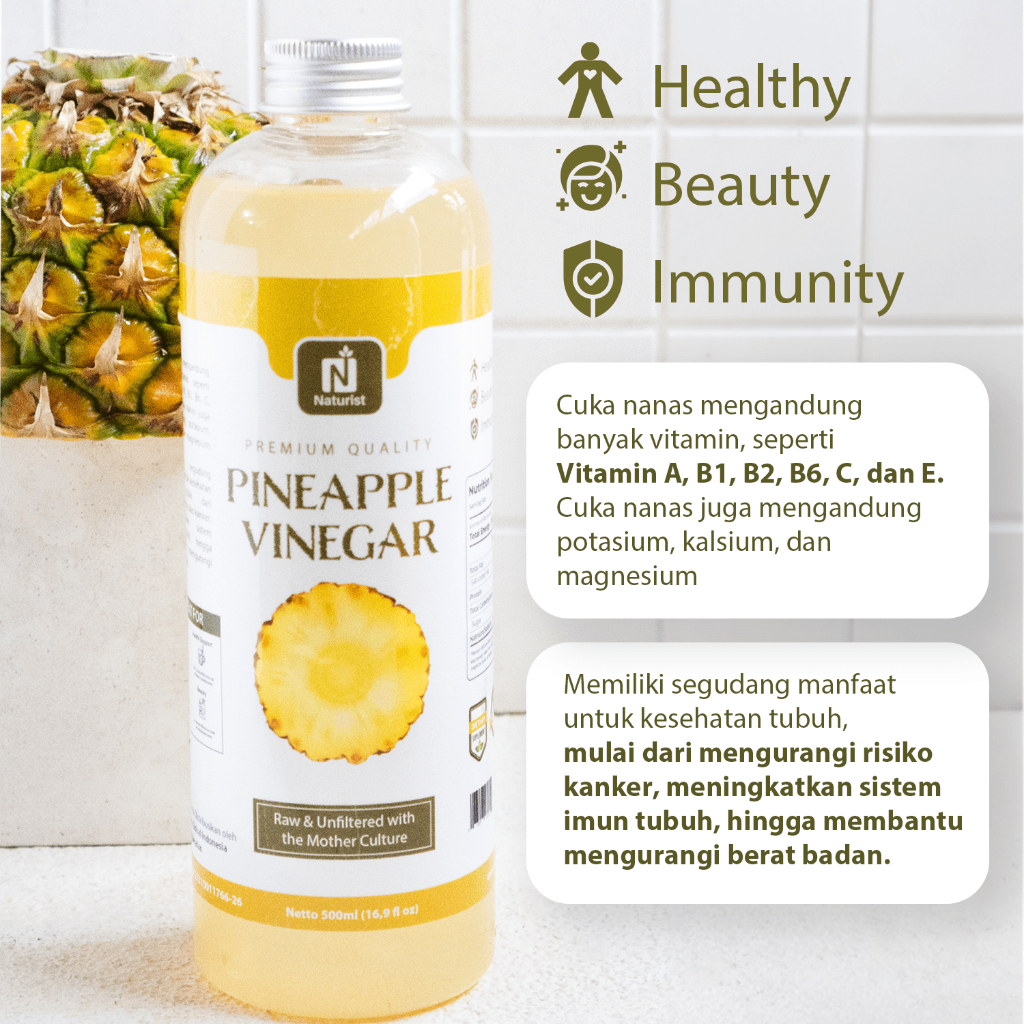 NATURIST Cuka Nanas Murni 500ml With The Mother Pineapple Vinegar Fermentasi Alami