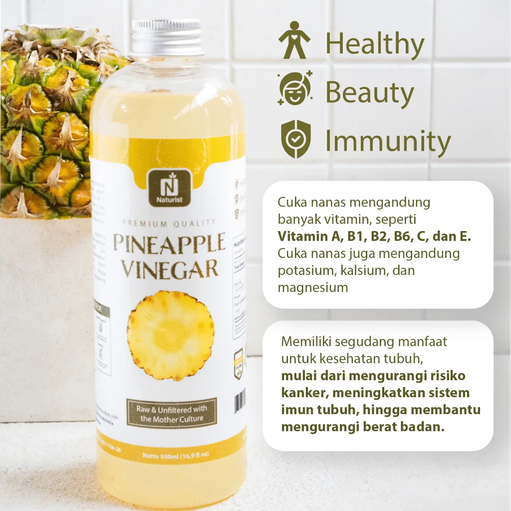 NATURIST Cuka Nanas Murni 500ml With The Mother Pineapple Vinegar Fermentasi Alami