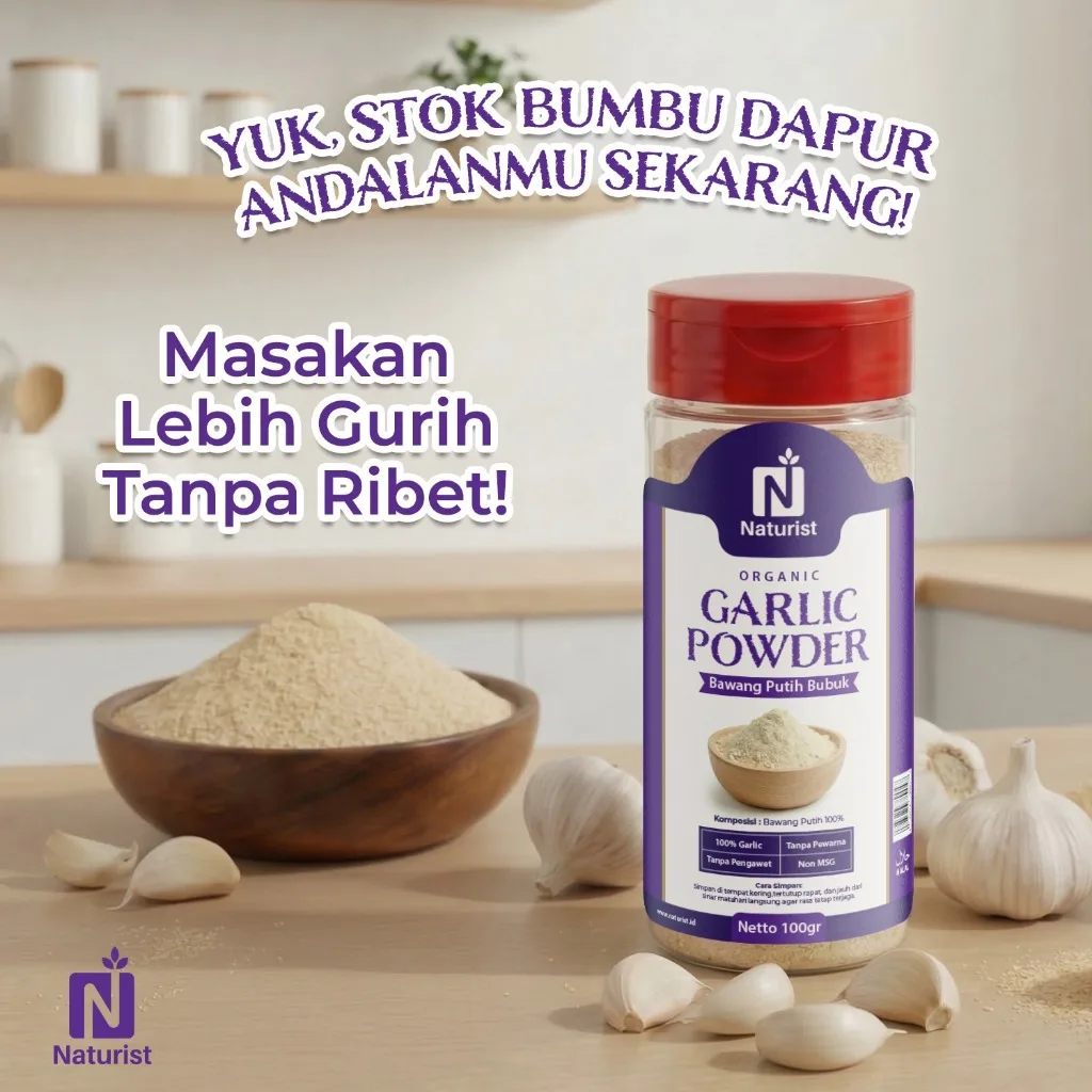 NATURIST Bawang Putih Bubuk 100gr Garlic Powder Halus Non MSG Tanpa Pengawet Bumbu Dapur Premium