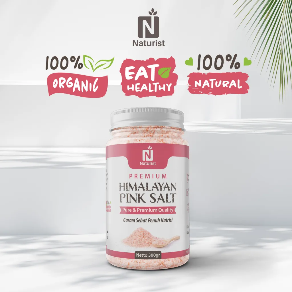 NATURIST Garam Himalaya Murni 300gr | Himalayan Pink Salt Asli | Garam Sehat Alami