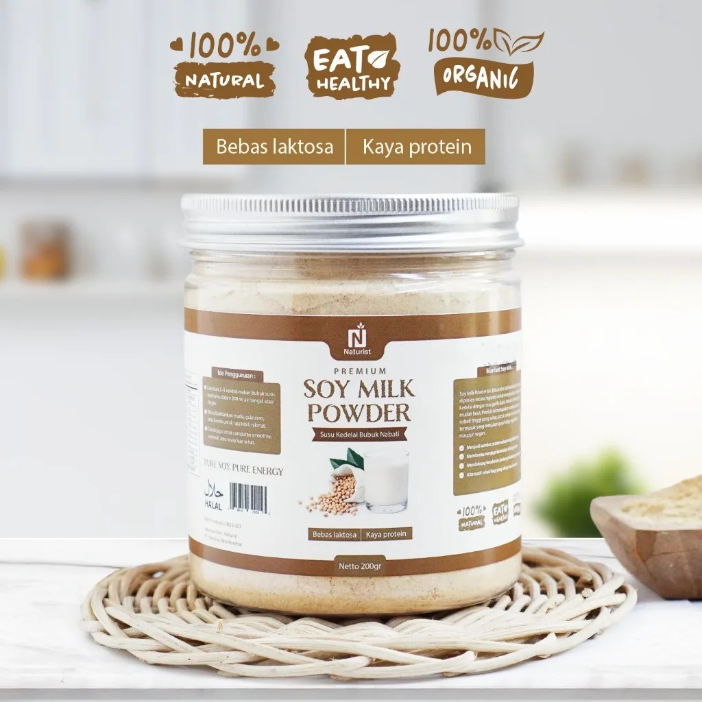 NATURIST Pure Soy Milk Powder Kedele Bubuk Susu Kedelai Bubuk Murni Tanpa Gula 200gr