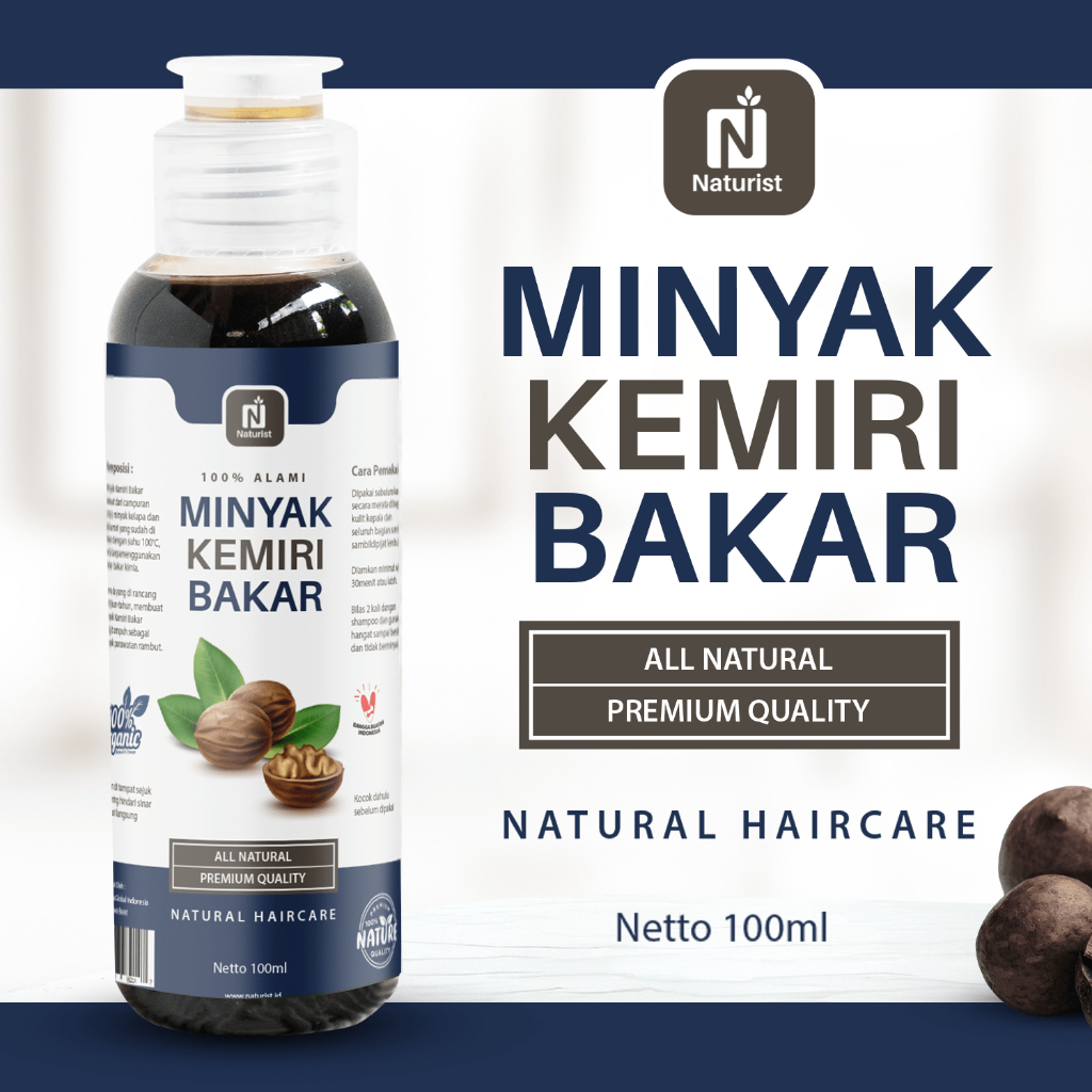 NATURIST Minyak Kemiri Bakar 100ml Hair Growth Oil Alami Perawatan Rambut Alami