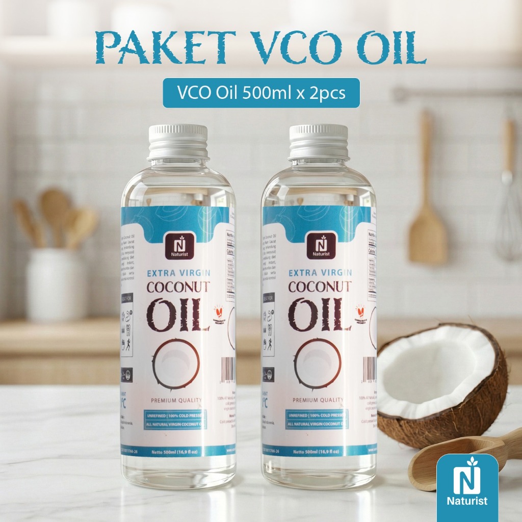 NATURIST Paket Minyak Kelapa Murni 500ml 2 Pcs Virgin Coconut Oil Cold Pressed MCT 62,11%