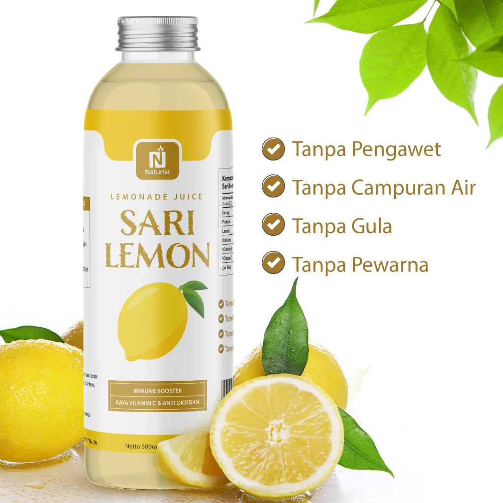 NATURIST Sari Lemon Murni 100% 500ml Lemon Juice Tanpa Gula Perasan Lemon Murni