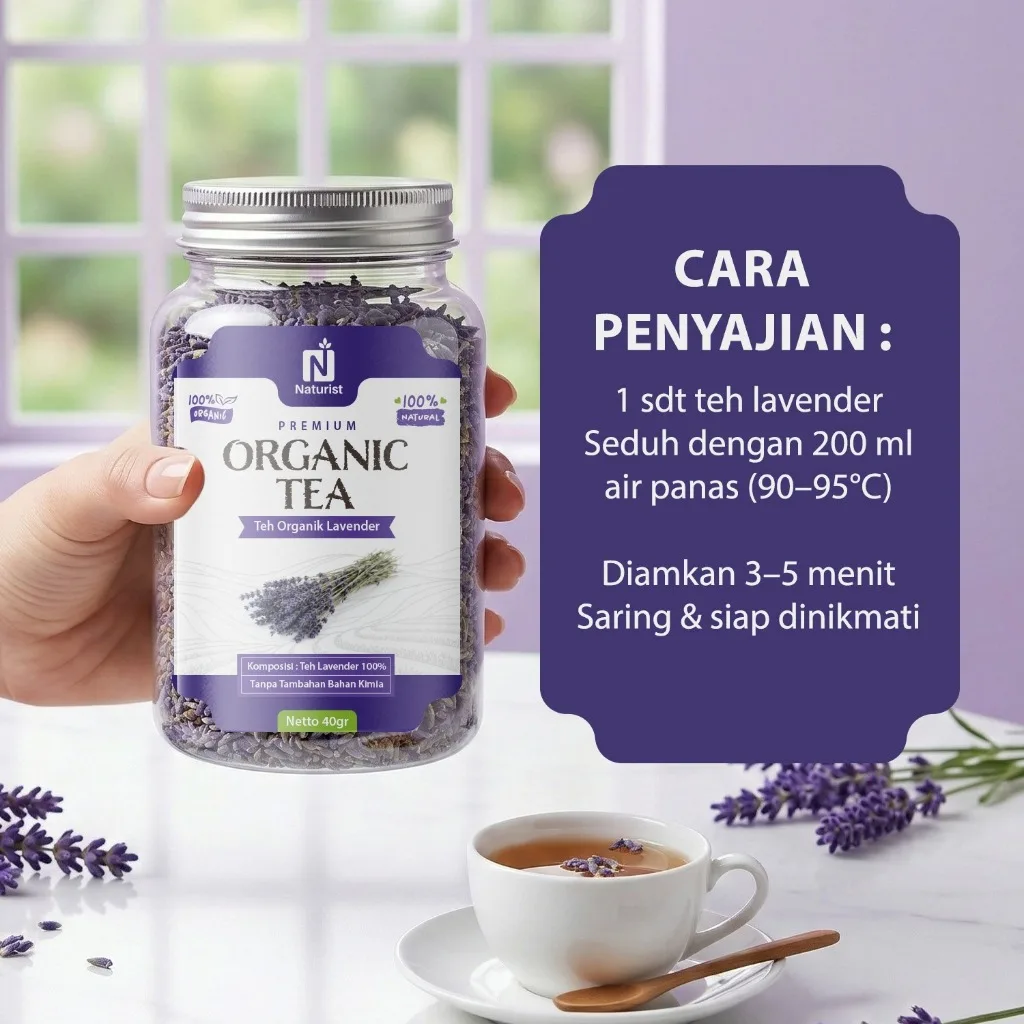 NATURIST Teh Bunga Lavender Herbal Dried Lavender Tea Alami Minuman Aromatic Relax Tanpa Gula Premium
