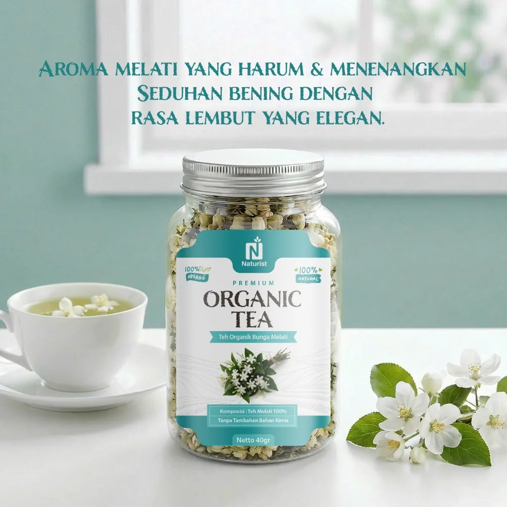NATURIST Teh Melati Organik 40gr Premium Organic Tea Jasmine 100% Natural Teh Herbal Aromatic