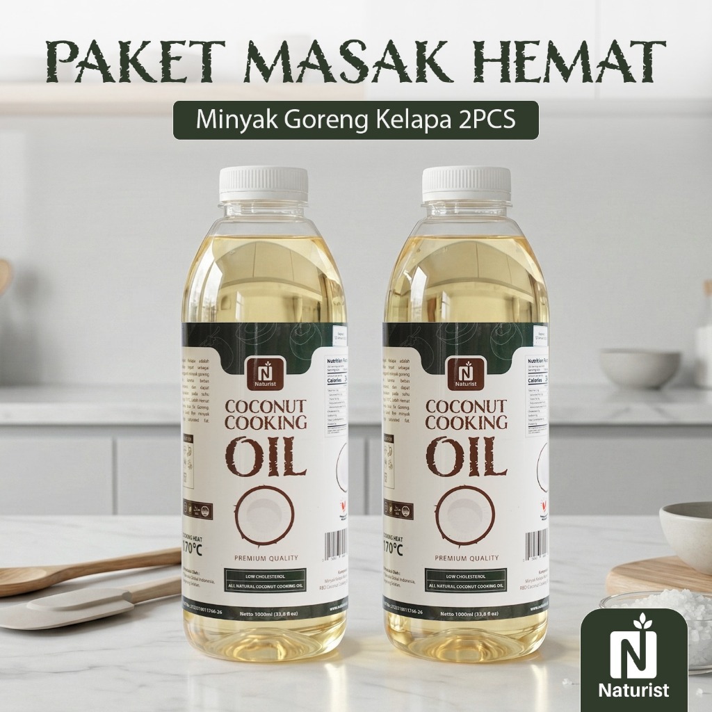NATURIST Paket Masak Hemat Minyak Goreng Kelapa 1 Liter 2 Pcs Coconut Cooking Oil Non Kolestrol