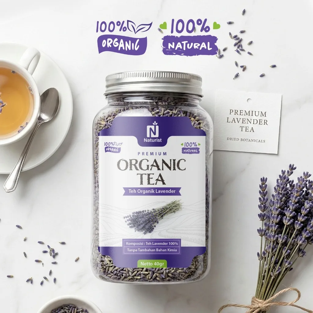 NATURIST Teh Bunga Lavender Herbal Dried Lavender Tea Alami Minuman Aromatic Relax Tanpa Gula Premium