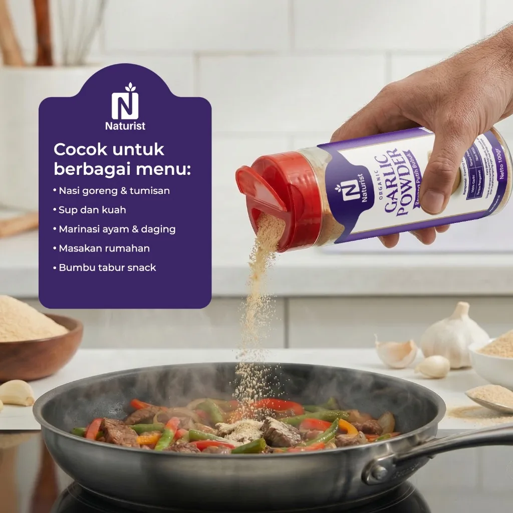 NATURIST Bawang Putih Bubuk 100gr Garlic Powder Halus Non MSG Tanpa Pengawet Bumbu Dapur Premium