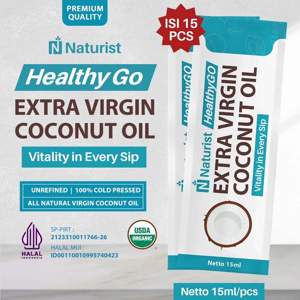NATURIST Extra Virgin Coconut Oil VCO Organik Sachet Pure Minyak Kelapa Murni Travel Pack 15ml