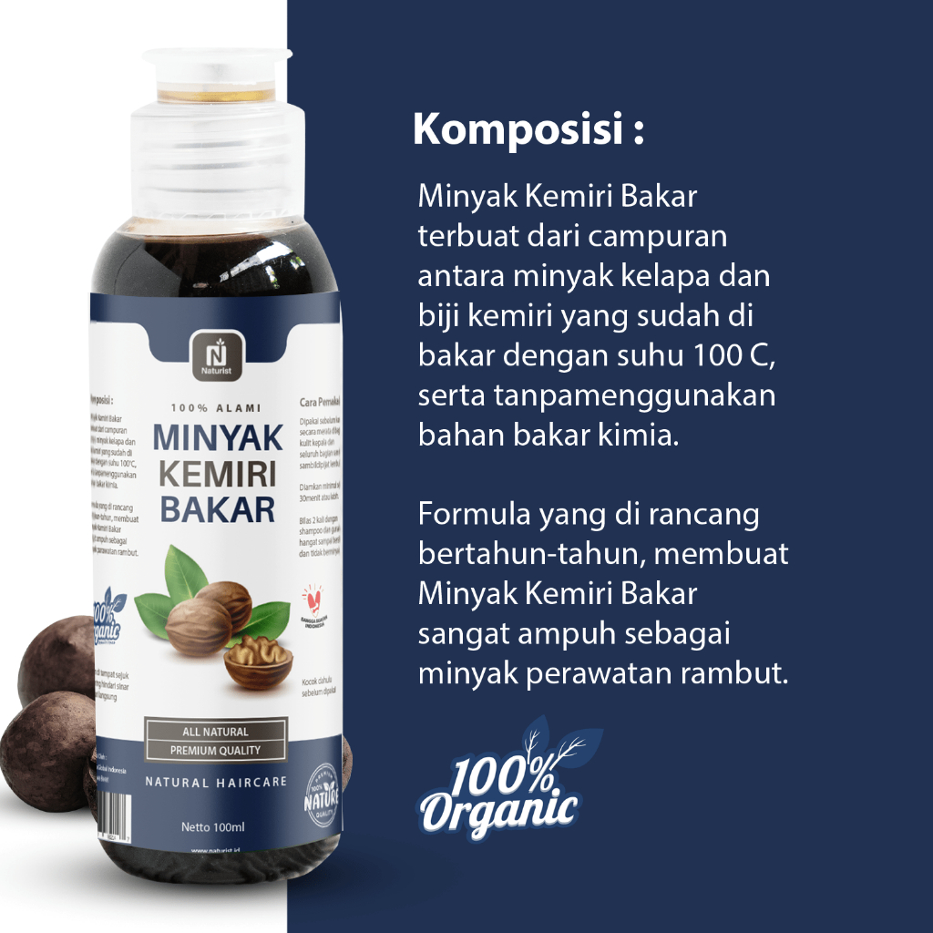 NATURIST Minyak Kemiri Bakar 100ml Hair Growth Oil Alami Perawatan Rambut Alami
