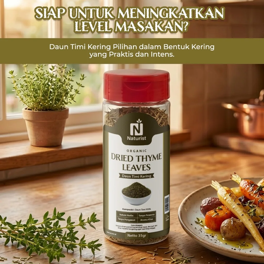 NATURIST Dried Thyme 35gr Daun Thyme Kering Bumbu Masak Western Steak Sup Pasta Premium Non MSG