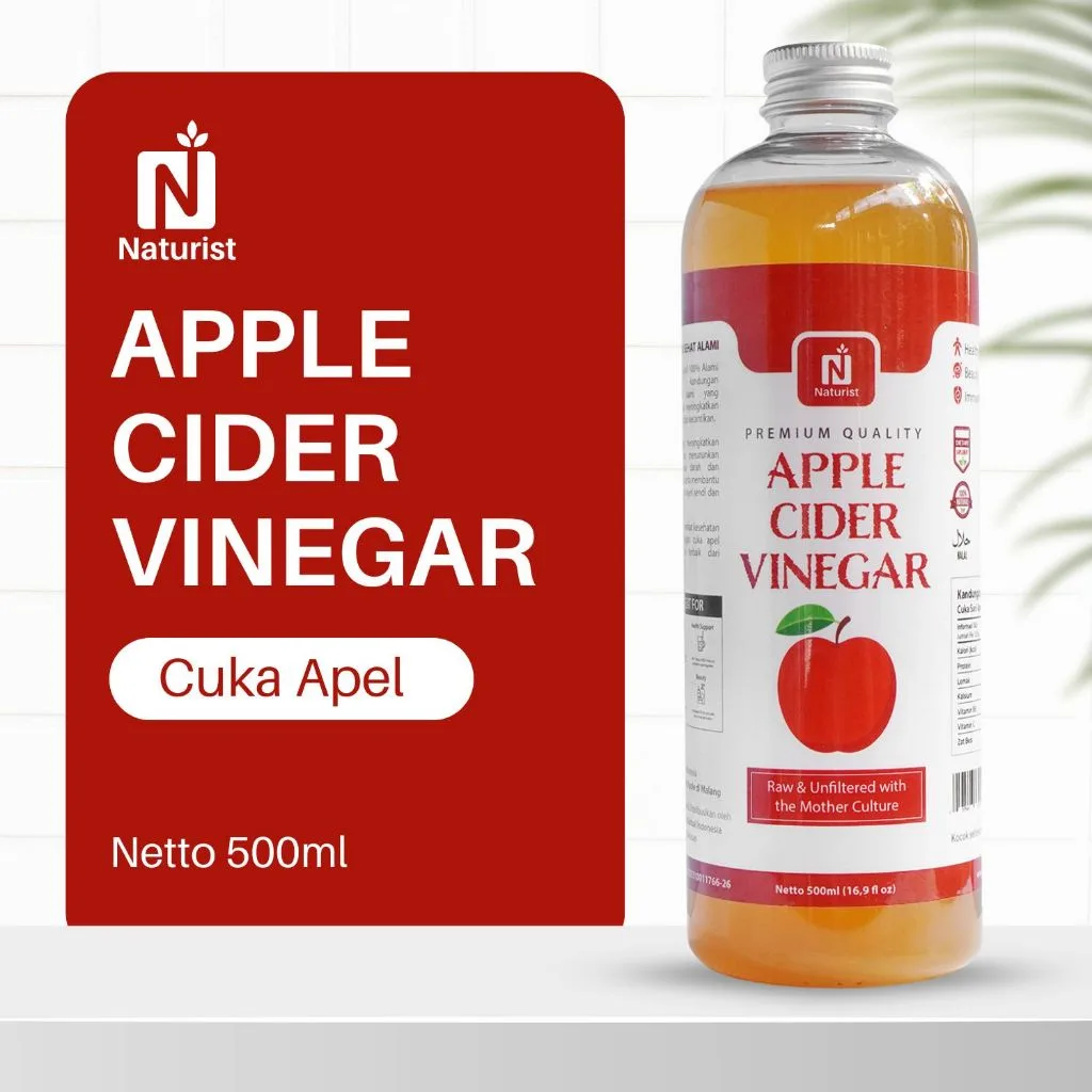 NATURIST Cuka Apel 500ml Apple Cider Vinegar With The Mother Fermentasi Alami Untuk Diet & Detox