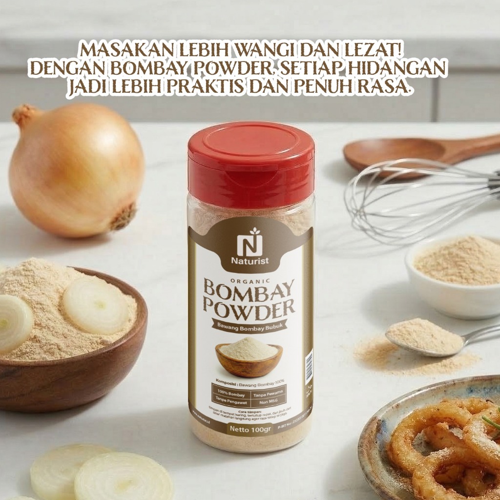 NATURIST Bawang Bombay Bubuk 100gr Premium Onion Powder Halus Bumbu Dapur Serbaguna Natural Non MSG