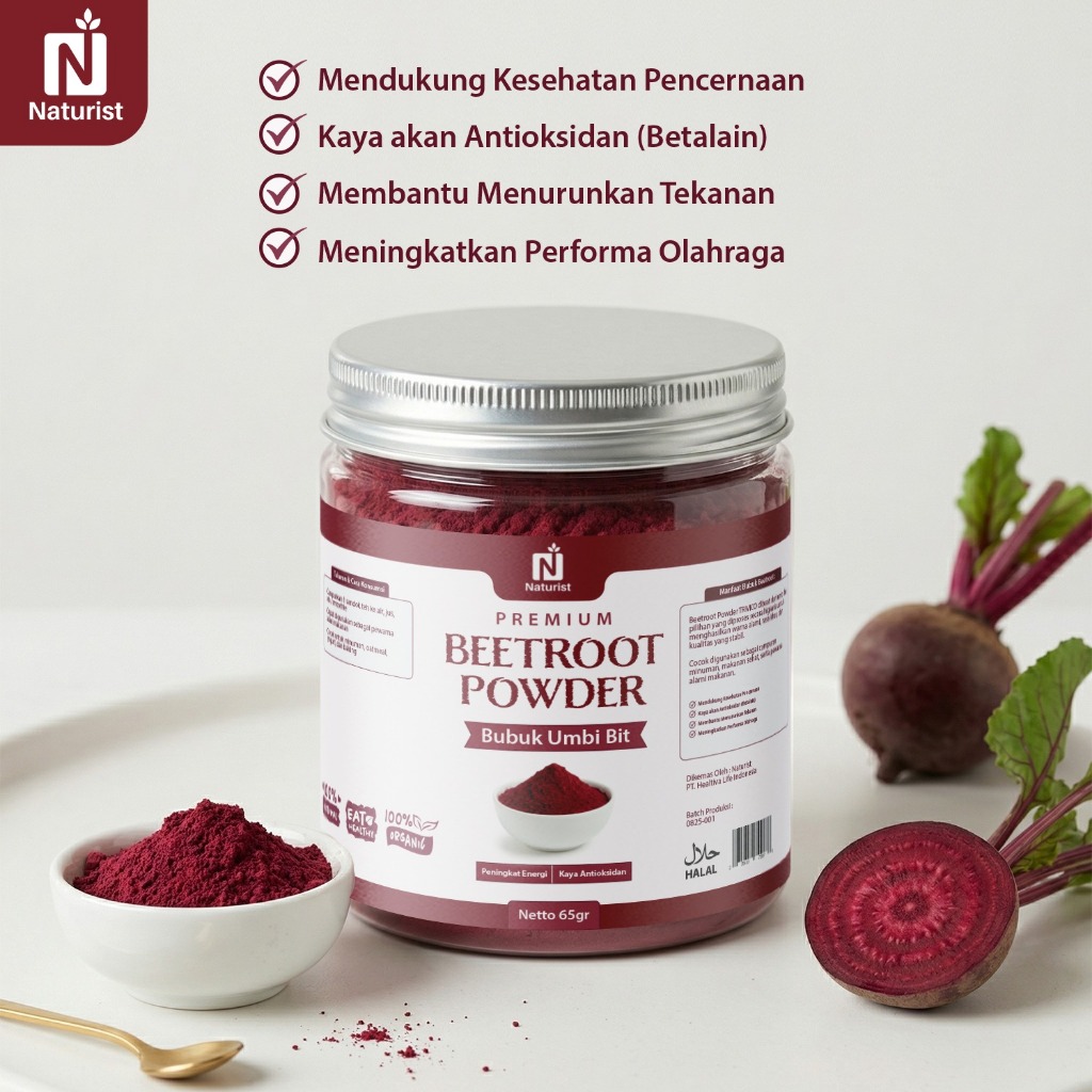NATURIST Beetroot Powder 65gr Bubuk Buah Bit Superfood Beetroot Drink Alami Penambah Stamina Premium