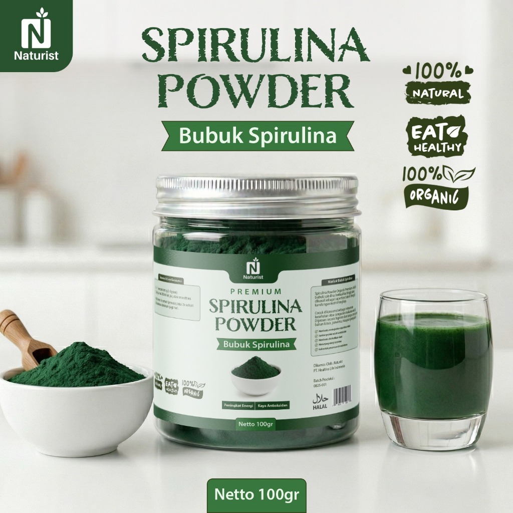 NATURIST Spirulina Powder 100gr Bubuk Spirulina Protein Powder Minuman Diet Superfood Alami