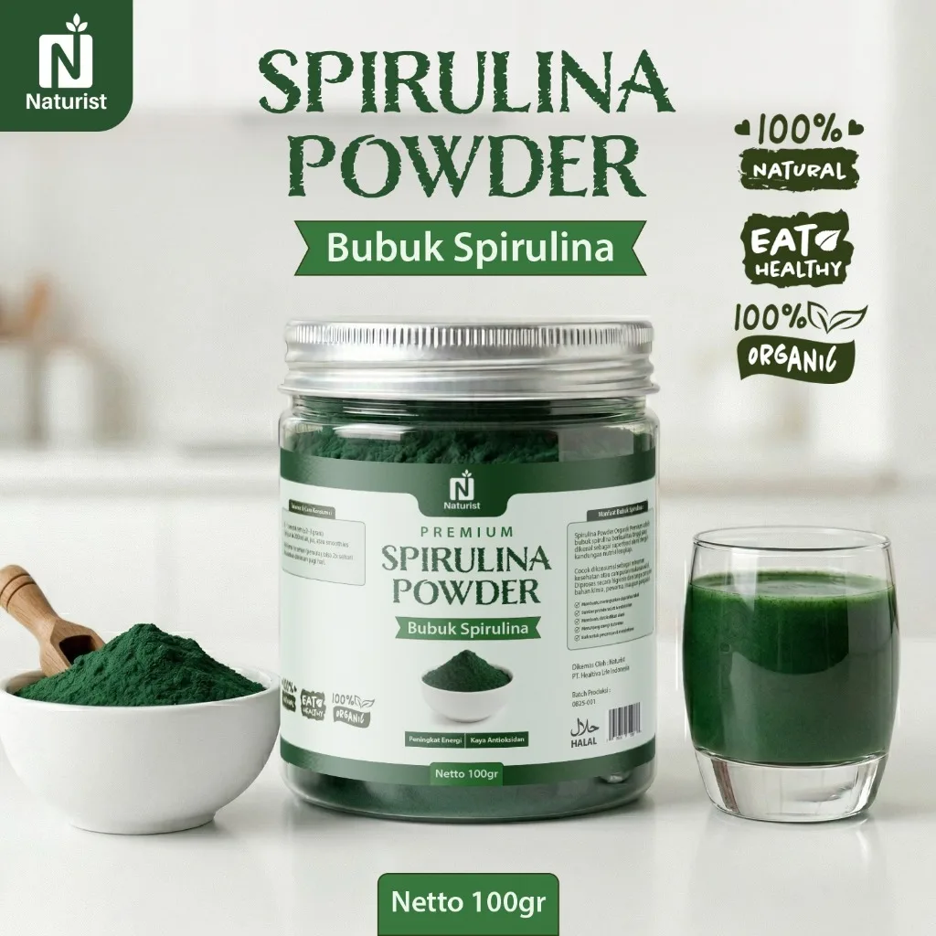 NATURIST Spirulina Powder 100gr Bubuk Spirulina Protein Powder Minuman Diet Superfood Alami