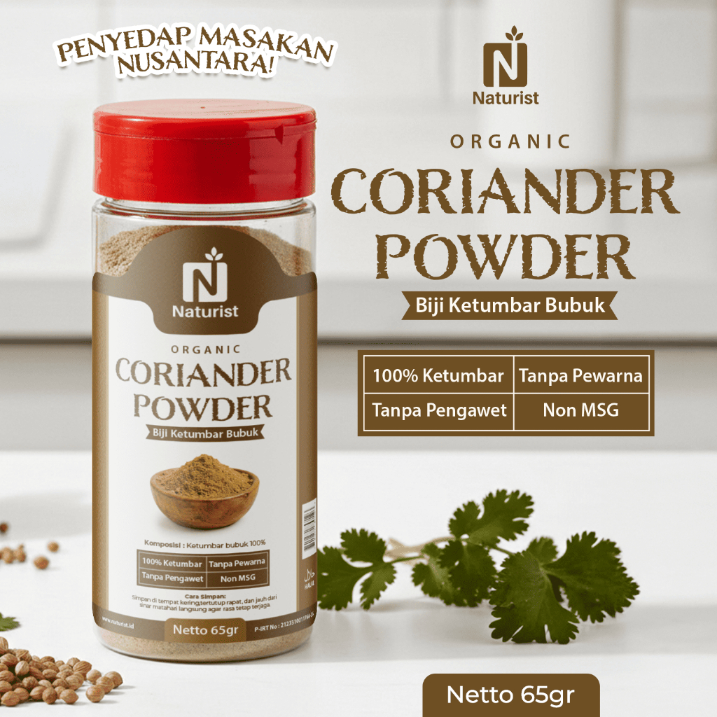 NATURIST Ketumbar Bubuk 65gr Coriander Powder 100% Murni Tanpa MSG Bumbu Masak Premium