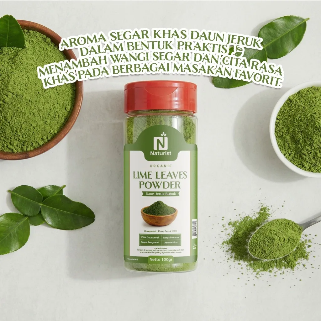 NATURIST Daun Jeruk Bubuk 100gr Lime Leaves Powder Bumbu Masak Alami Tanpa Pengawet Aroma Segar