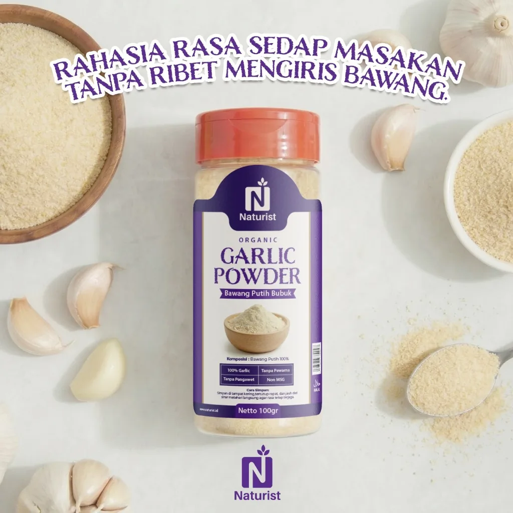 NATURIST Bawang Putih Bubuk 100gr Garlic Powder Halus Non MSG Tanpa Pengawet Bumbu Dapur Premium