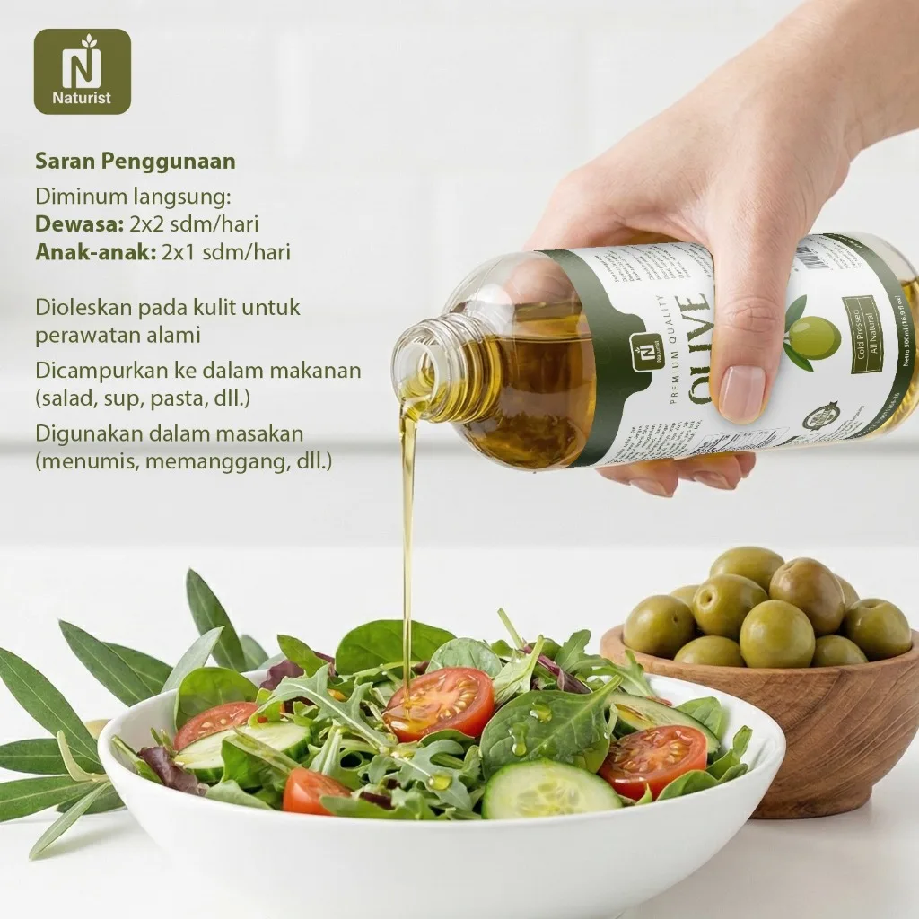 NATURIST Minyak Zaitun Asli Extra Virgin Olive Oil Evoo Mpasi & Masakan Sehat Cold Pressed