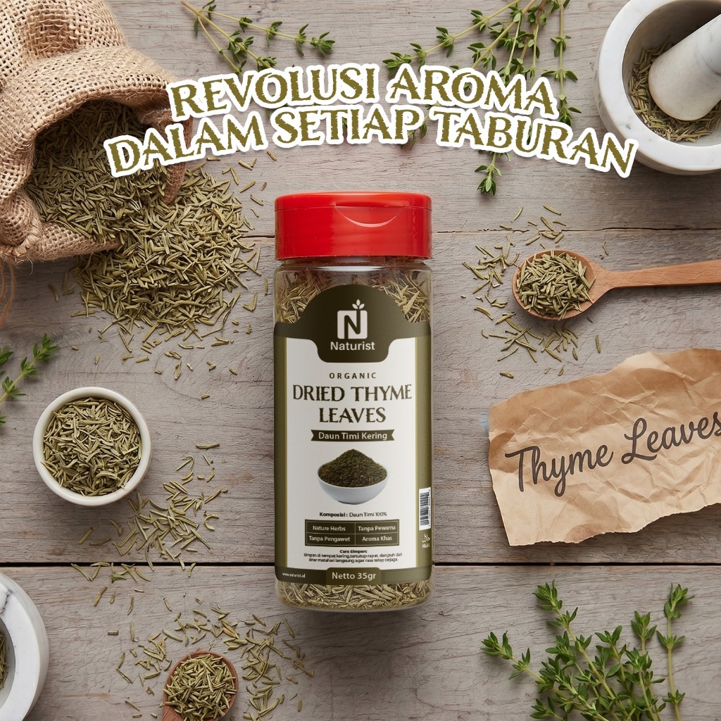 NATURIST Dried Thyme 35gr Daun Thyme Kering Bumbu Masak Western Steak Sup Pasta Premium Non MSG