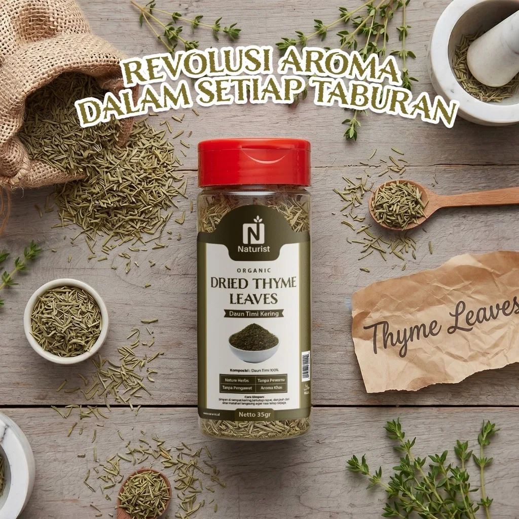 NATURIST Dried Thyme 35gr Daun Thyme Kering Bumbu Masak Western Steak Sup Pasta Premium Non MSG