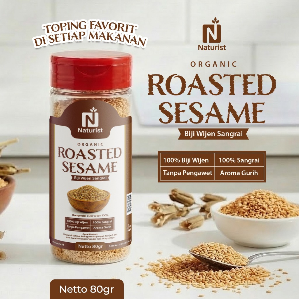 NATURIST Biji Wijen Sangrai 80gr Wijen Putih Panggang Premium Roasted Sesame Seed Gurih 100%